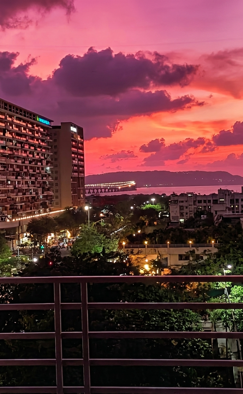 Sunset over the sea from the balcony